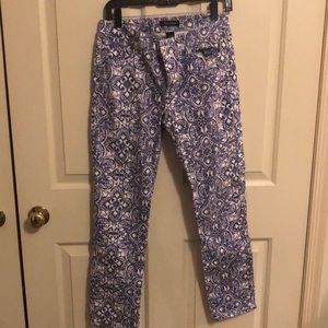 WHBM jeans in beautiful blue print